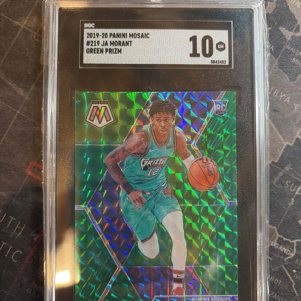 2019-20 Panini Mosaic Ja Morant Rookie RC #219 Green Mosaic Prizm PSA 10